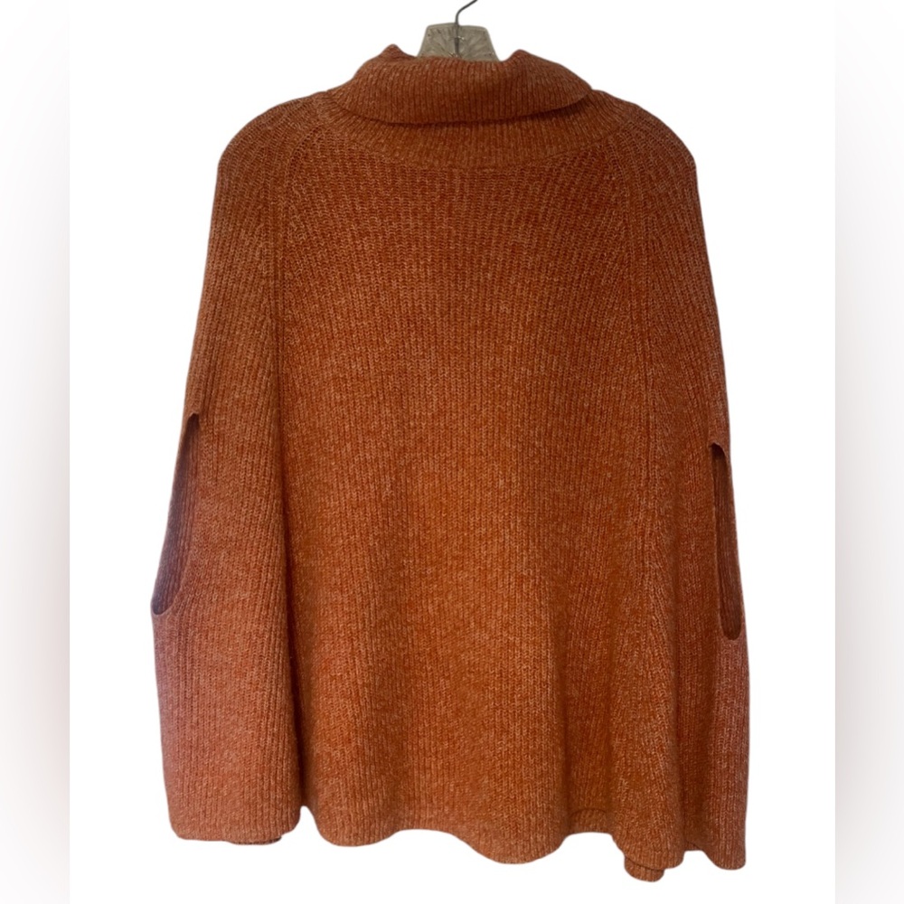 Kirundo Women’s Fall/Winter Chunky Knit Turtleneck Poncho SweaterM Orange/Rust